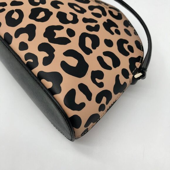 Kate Spade Tan & Black Leather Kali Leopard Print Dome Crossbody - Picture 8 of 10